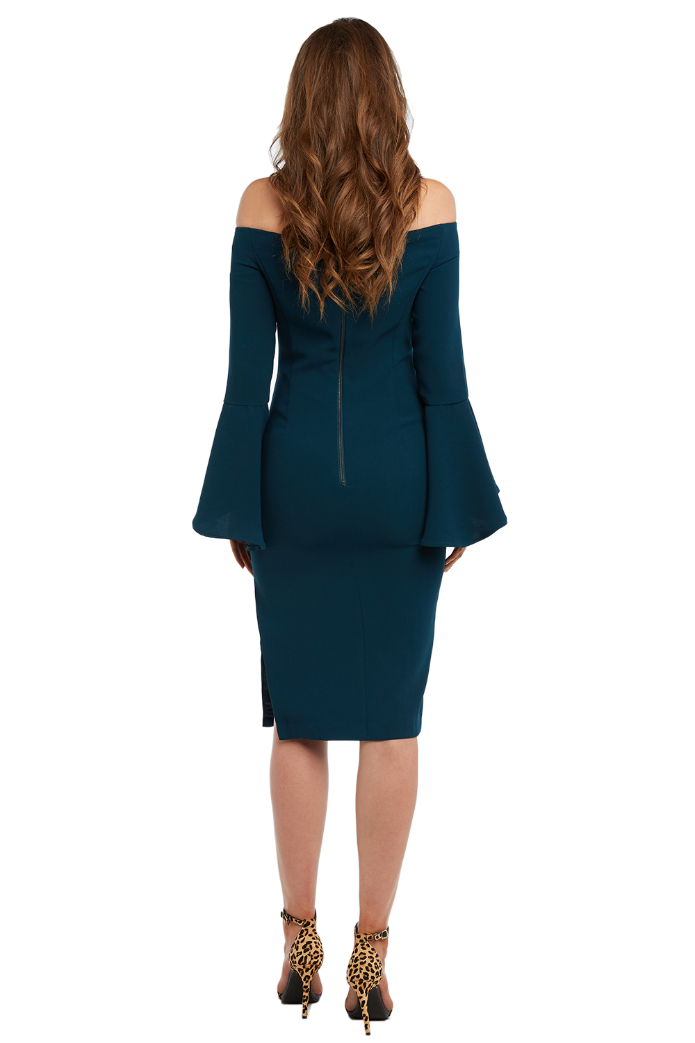 teal bardot dress
