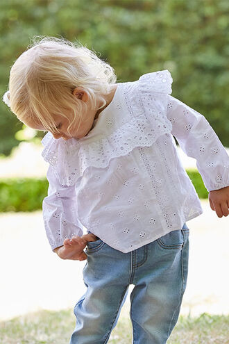 POPPY RUFFLE BLOUSE in colour BRIGHT WHITE
