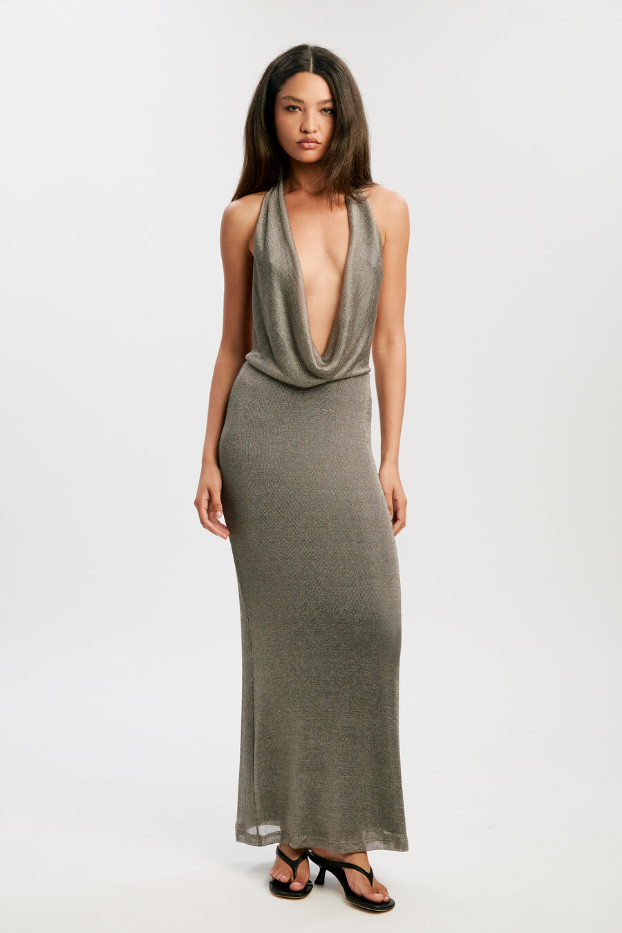 Nola Lurex Cowl Maxi Dress