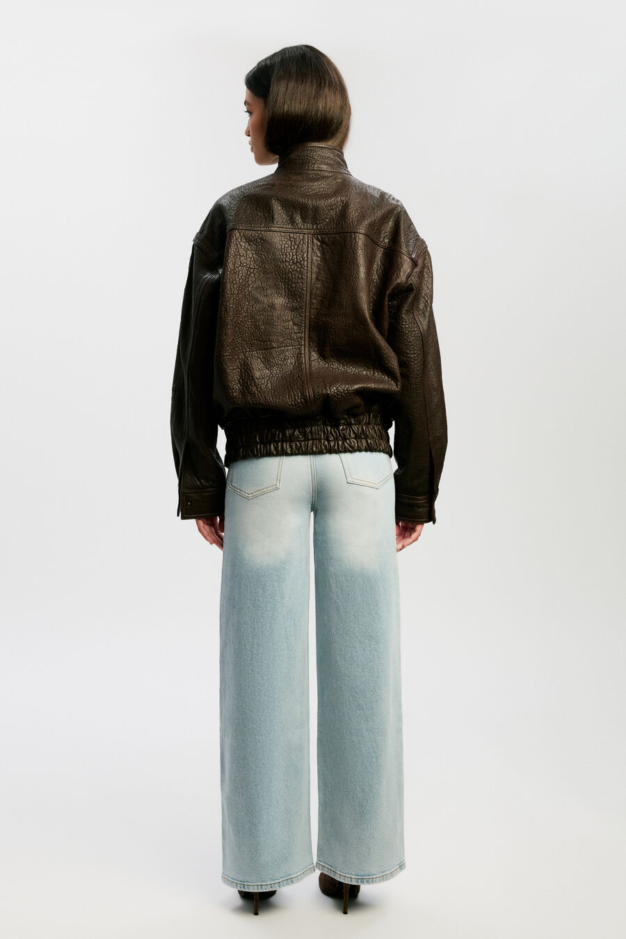 OVERSIZED LEATHER JACKET in colour Chocolate
