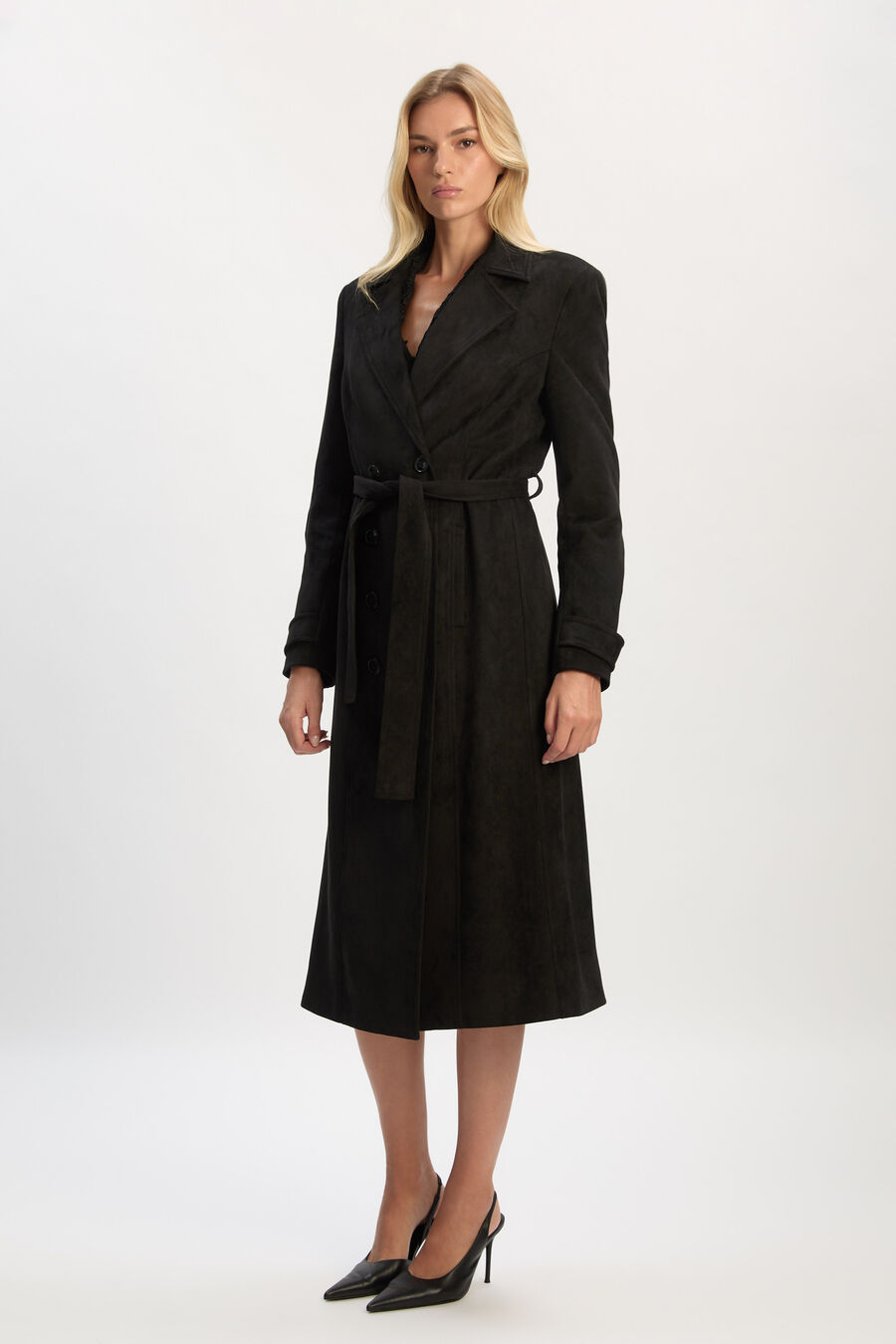 Vegan Suede Longline Coat