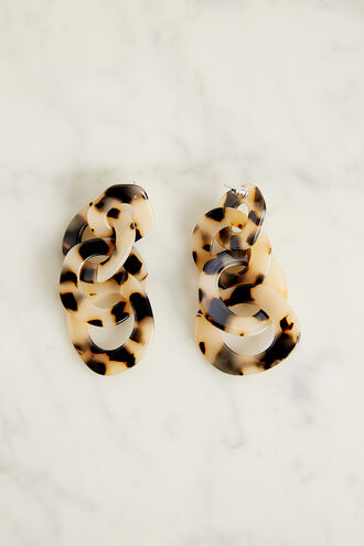 RESIN CIRCLE  LINK EARRING in colour GOLD EARTH