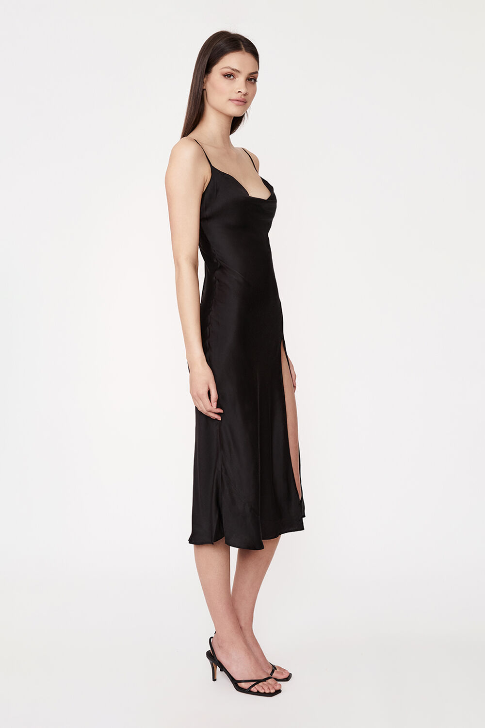 EMERIE SLIP DRESS in colour CAVIAR