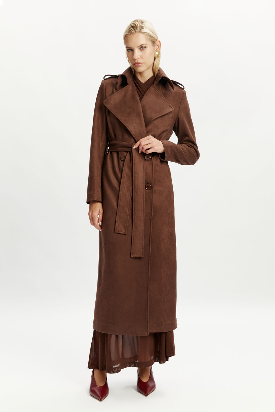 Kira Vegan Suede Trench Coat