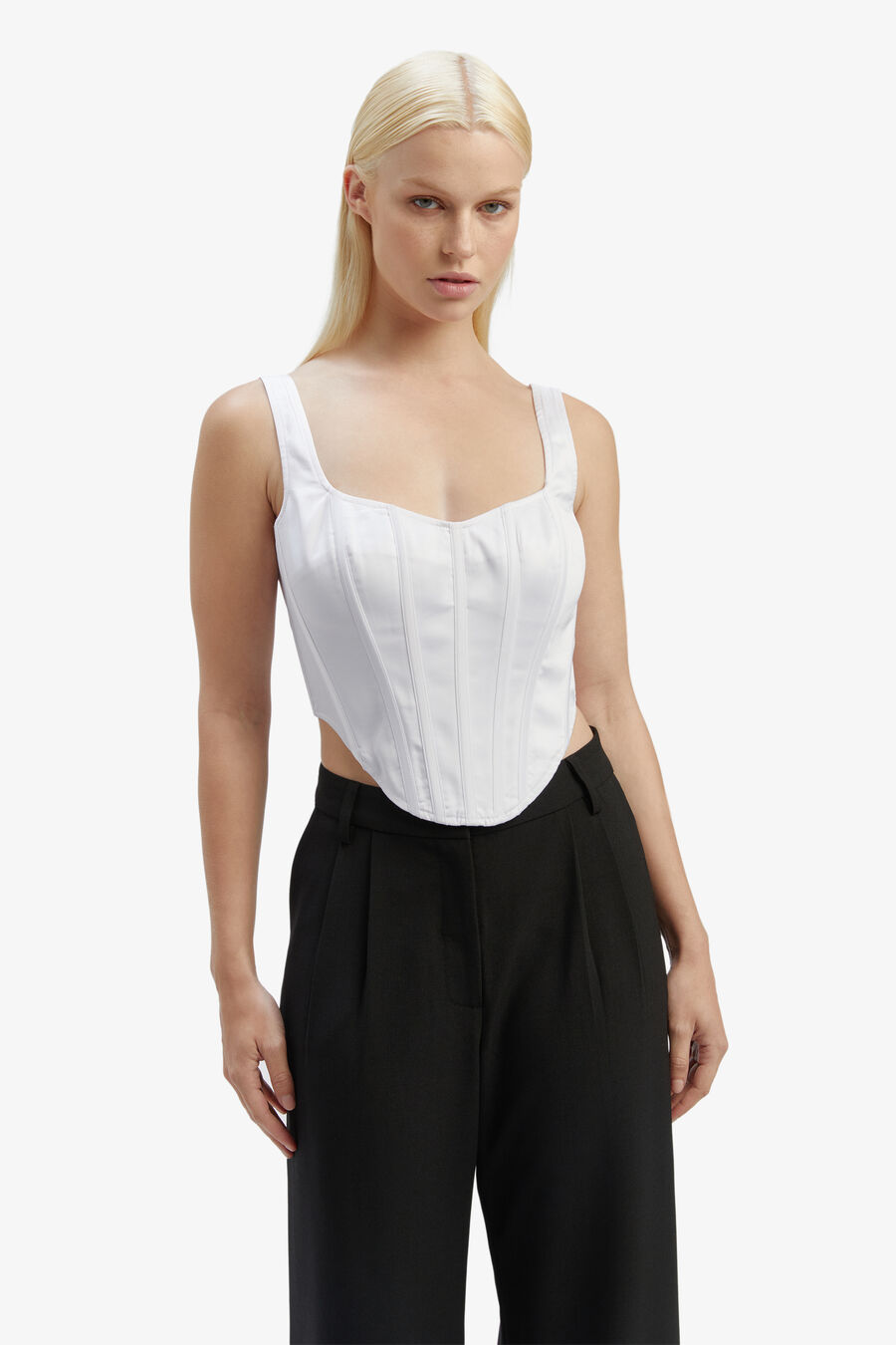 SATIN CORSET BUSTIER in colour ORCHIDWHT