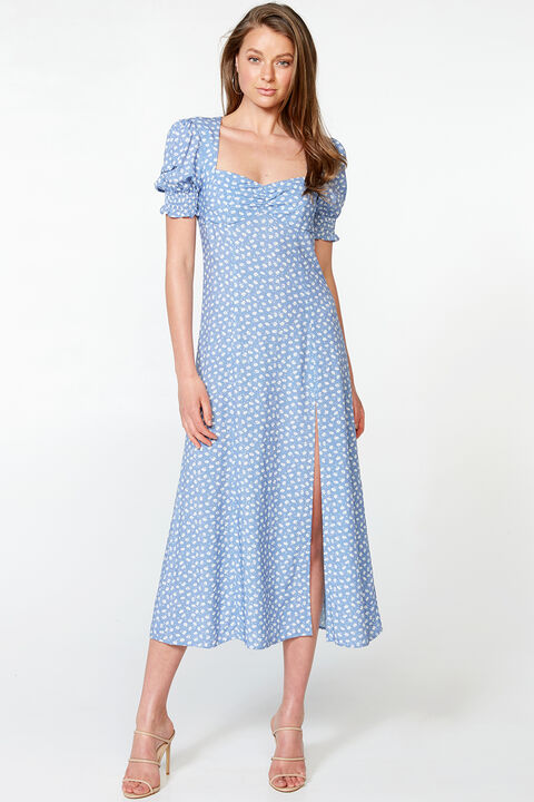 MILLIE FLORAL DRESS in colour POWDER BLUE