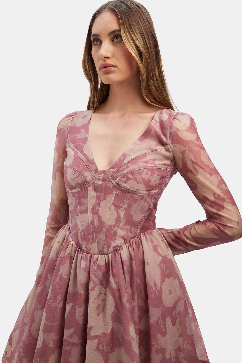 CARMEN MINI CORSET DRESS in colour MELLOW ROSE