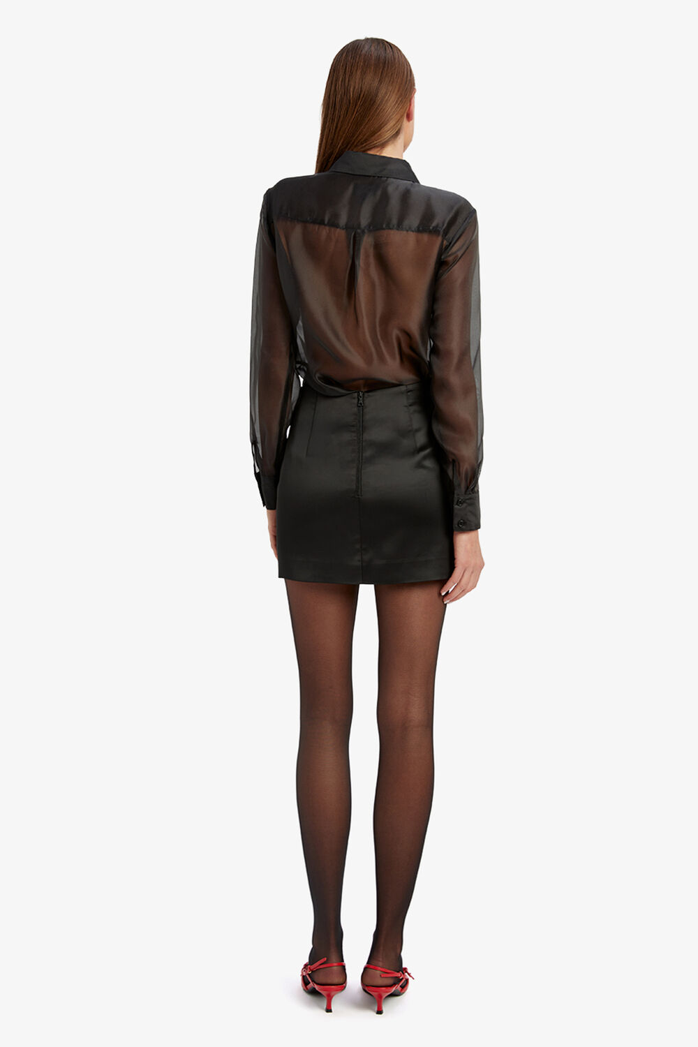 MYA SATIN MINI SKIRT in colour CAVIAR