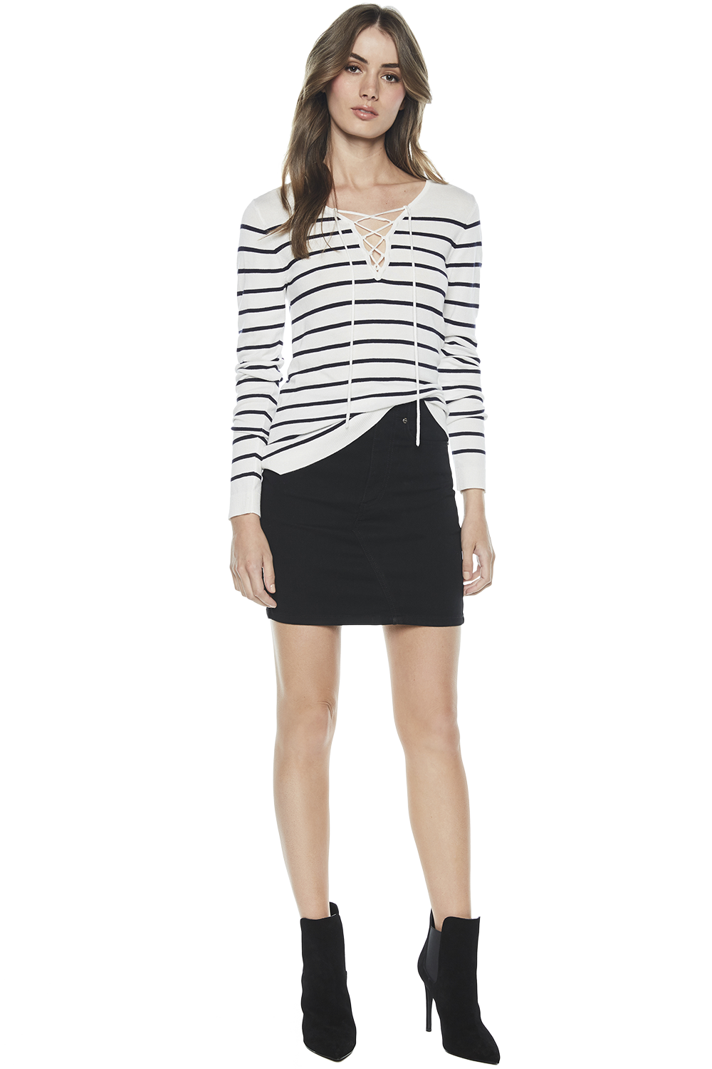 Stripe Lace Up Knit Ladies Clothing And Knitwear And Cardigans Bardot