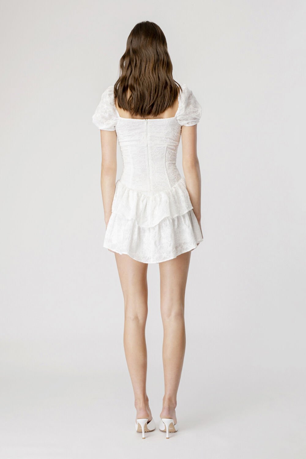 Broderie Corset Dress in Ivory | Bardot