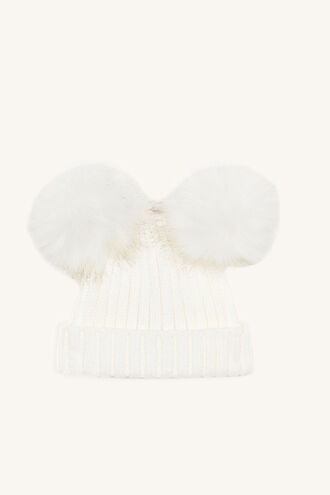 DOUBLE POM BABY BEANIE in colour CLOUD DANCER