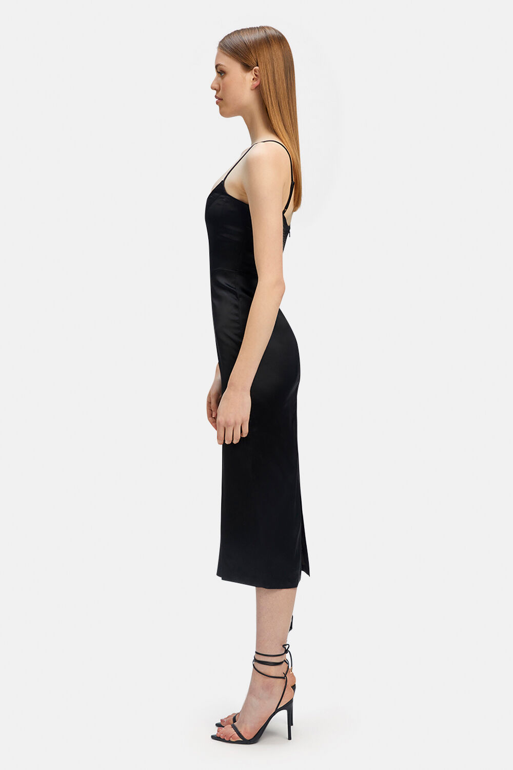 MARLO MIDI DRESS IN CORNFLOWER in colour CAVIAR