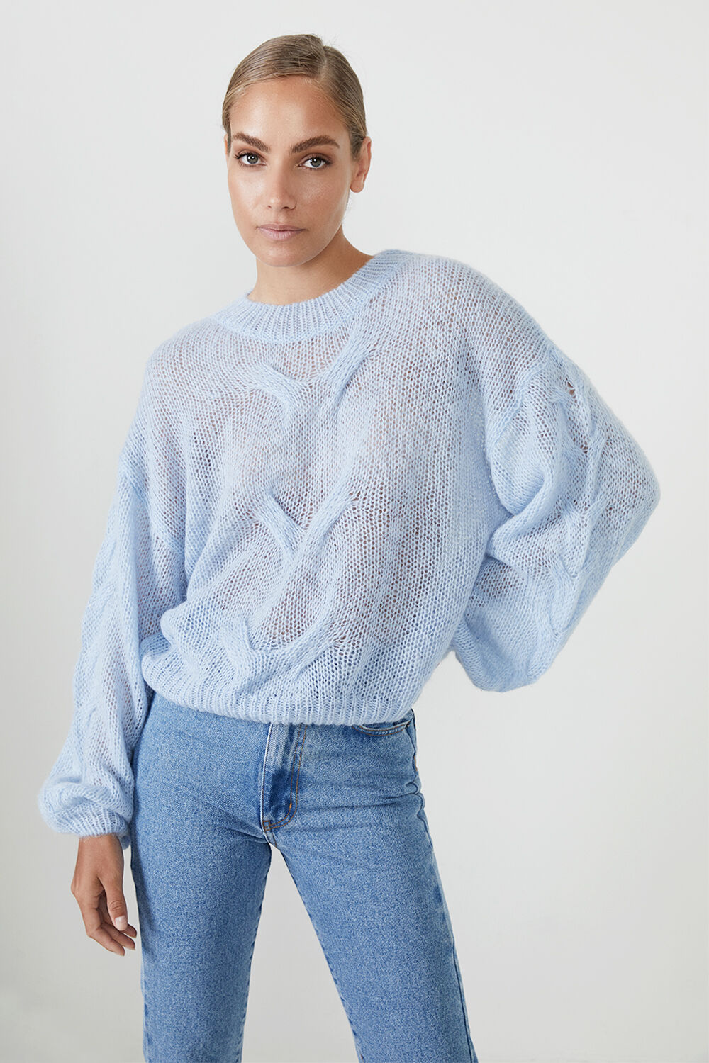 THE OVERSIZED CABLE KNIT  in colour CROWN BLUE