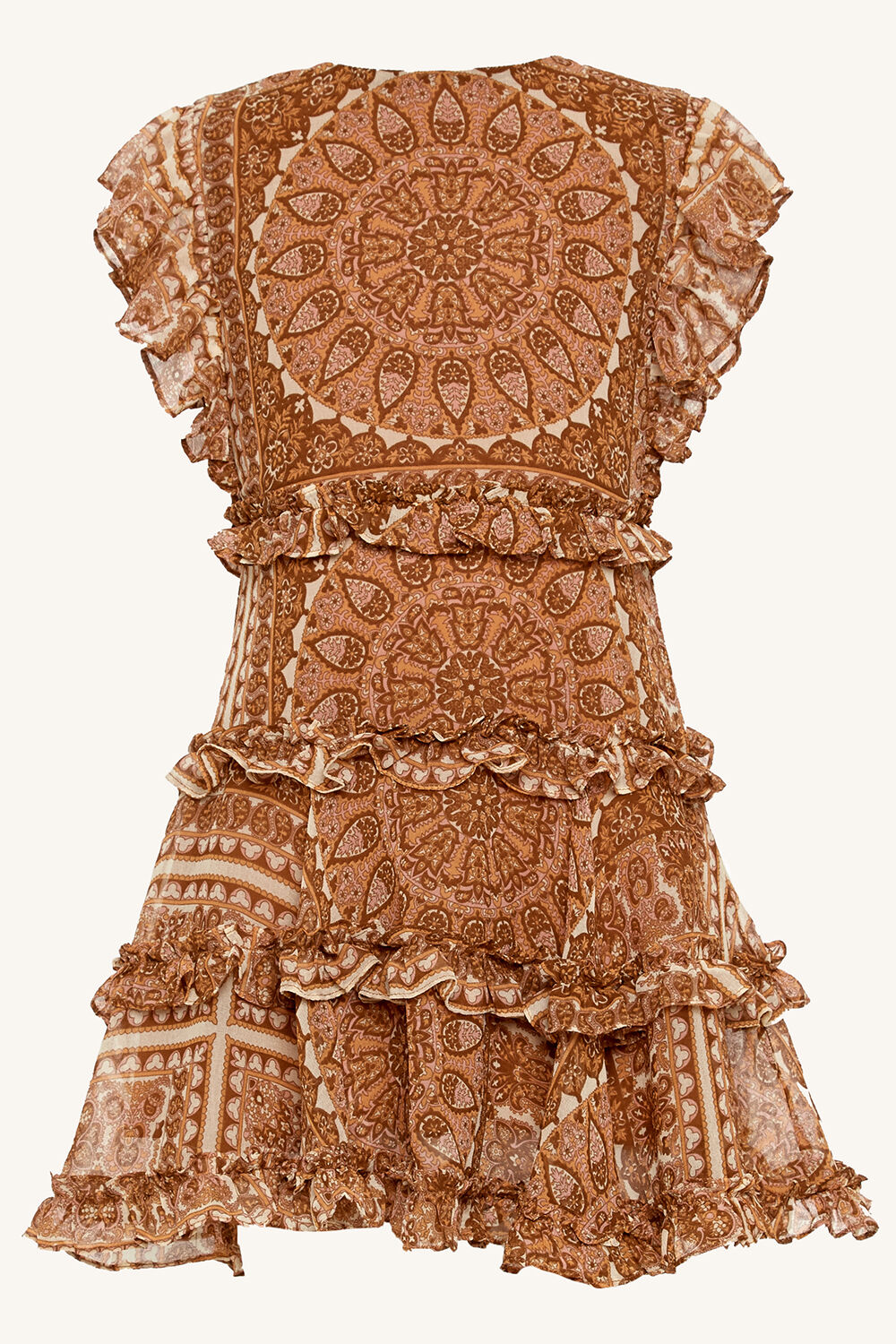 MARYAM FRILL DRESS in colour MUTED CLAY