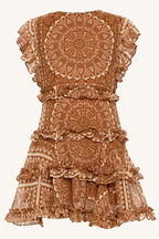 MARYAM FRILL DRESS in colour MUTED CLAY