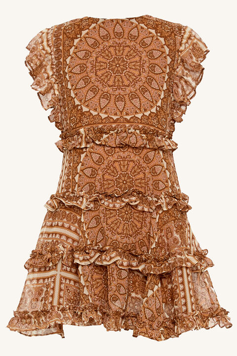 MARYAM FRILL DRESS in colour MUTED CLAY