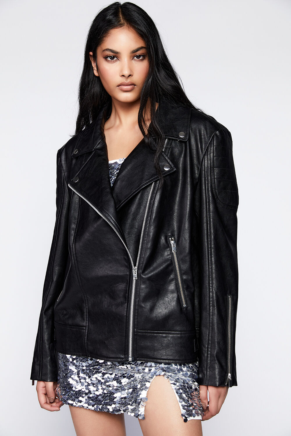 Leather jacket outlet bardot