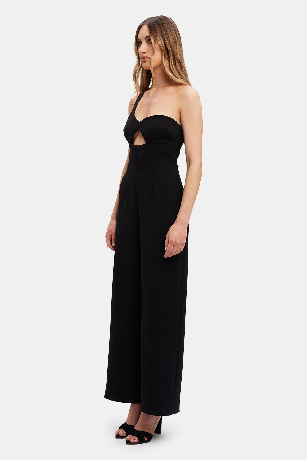IGNITE ONE SHOULDER PANTSUIT in colour CAVIAR