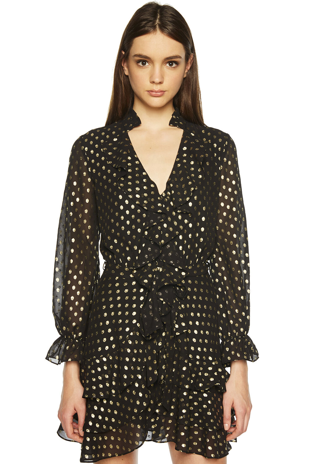 bardot spot shirt dress