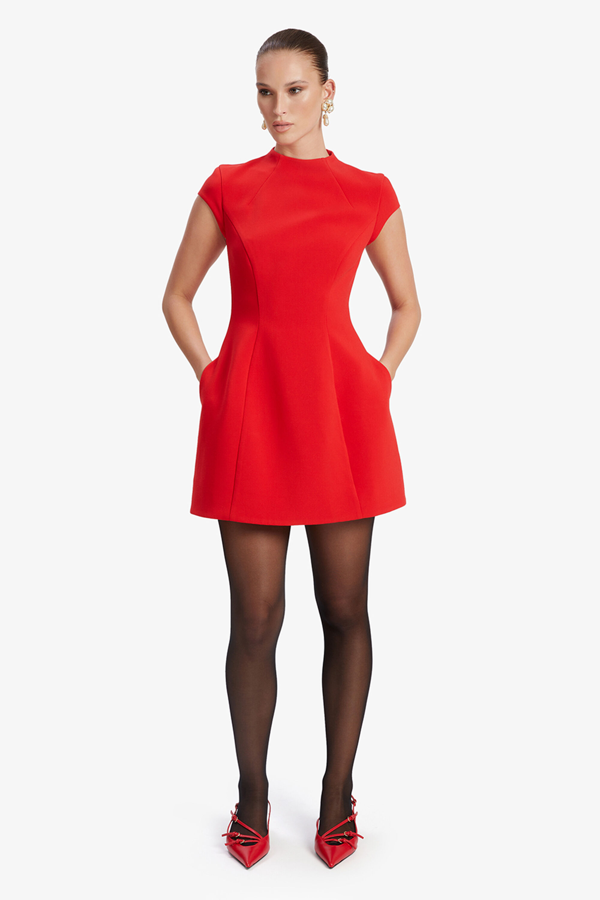 Delphi Hourglass Mini Dress In Deep Red | Bardot Delphi Hourglass Mini Dress In Deep Red | Bardot