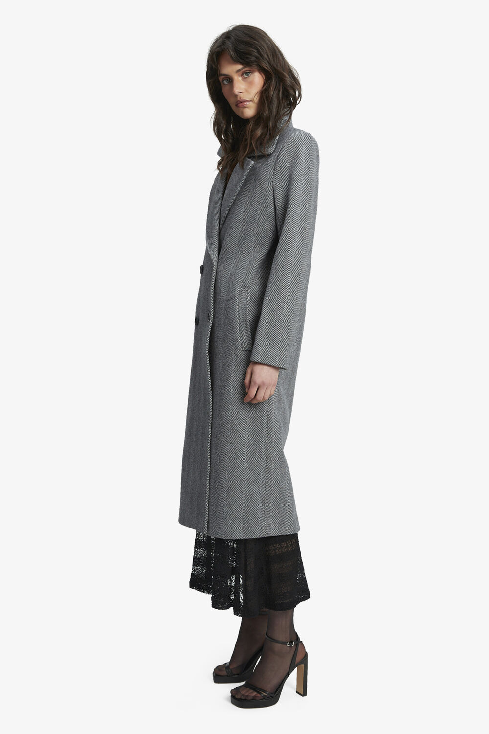 CLASSIC CHEVRON COAT in colour GRAY FLANNEL