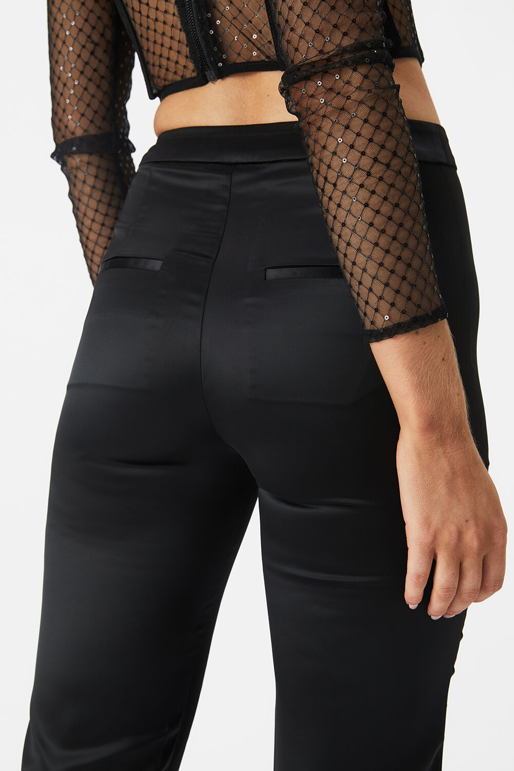 NYAH SATIN PANT in colour CAVIAR