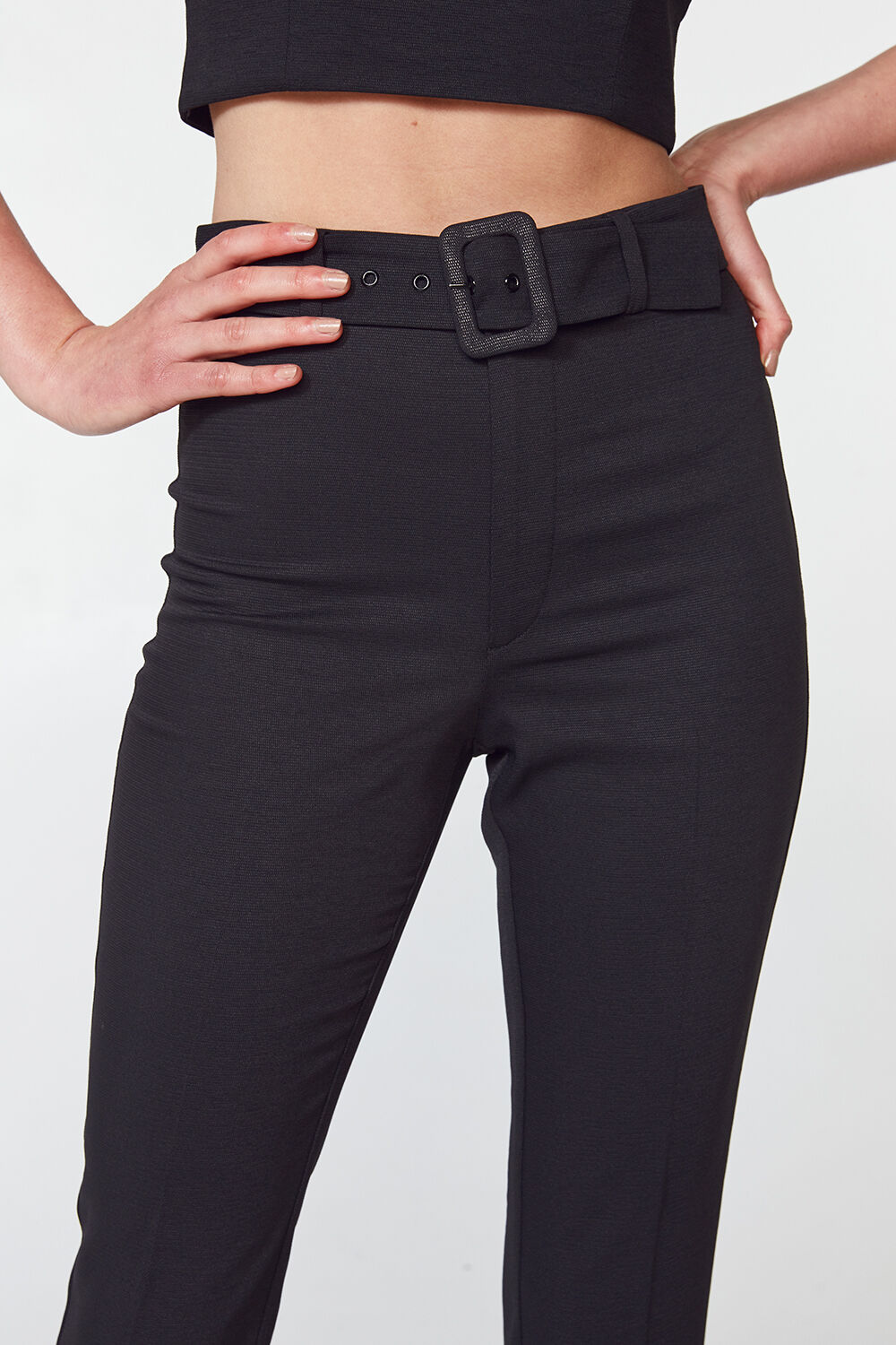 buckle black pants