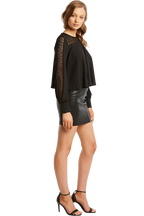 LACE YOKE BLOUSE in colour CAVIAR