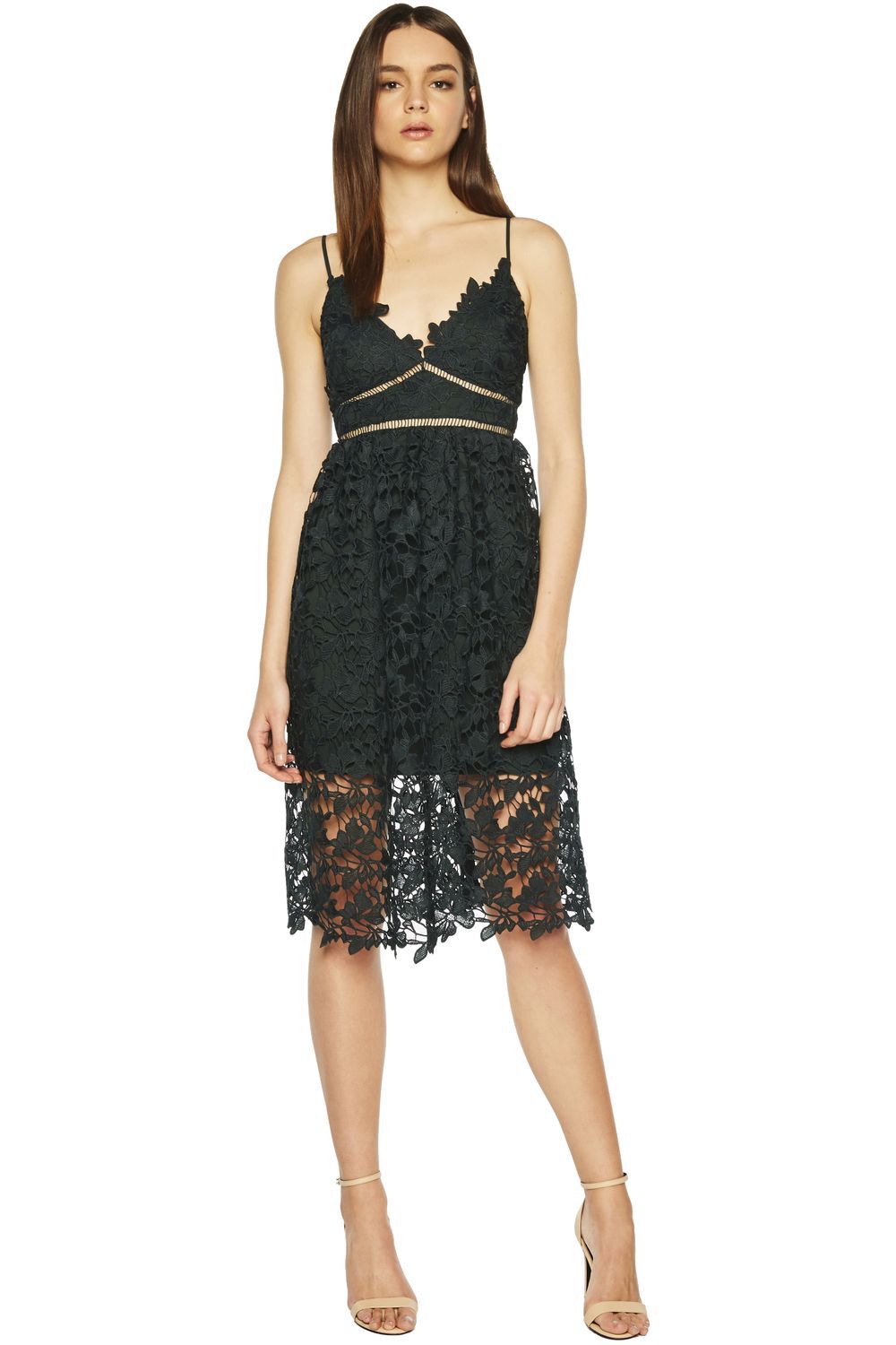 Sonya Lace Dress in Forest | Bardot