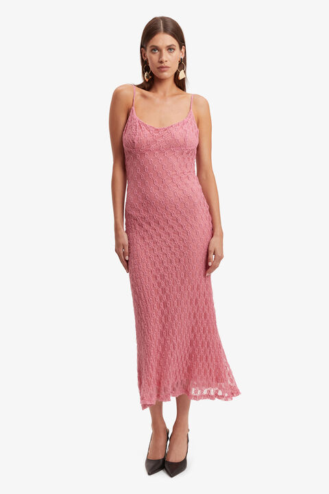 ADONI MESH MIDI DRESS in colour BEETROOT PURPLE