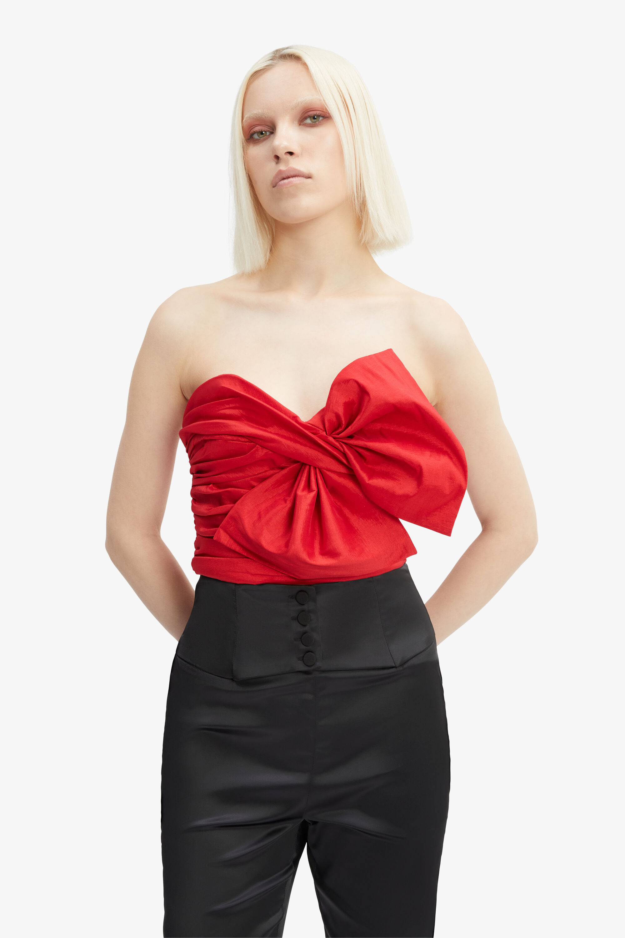 Lexana Bow Bustier In Fire Red Bardot