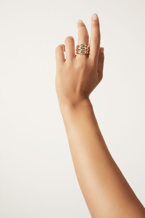 SANDY TRIPLE RING in colour GOLD EARTH