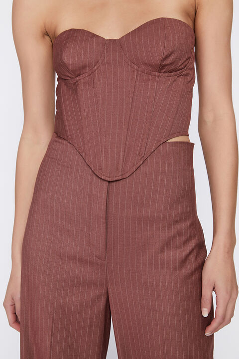 PIN STRIPE BUSTIER in colour CHESTNUT STRIPE