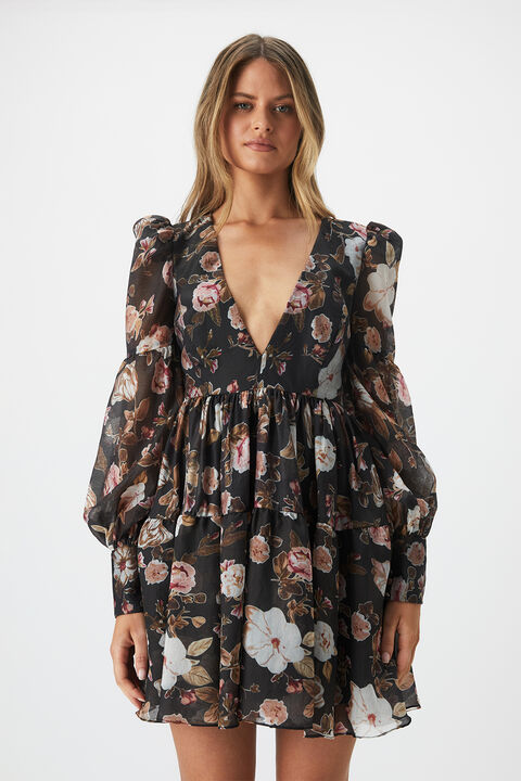 REIGN MINI FLORAL DRESS in colour SODALITE BLUE