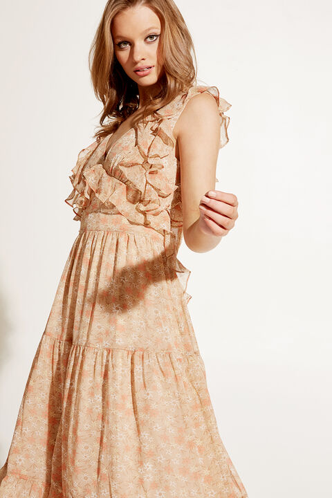 SIMONA FLORAL DRESS in colour CREAM TAN