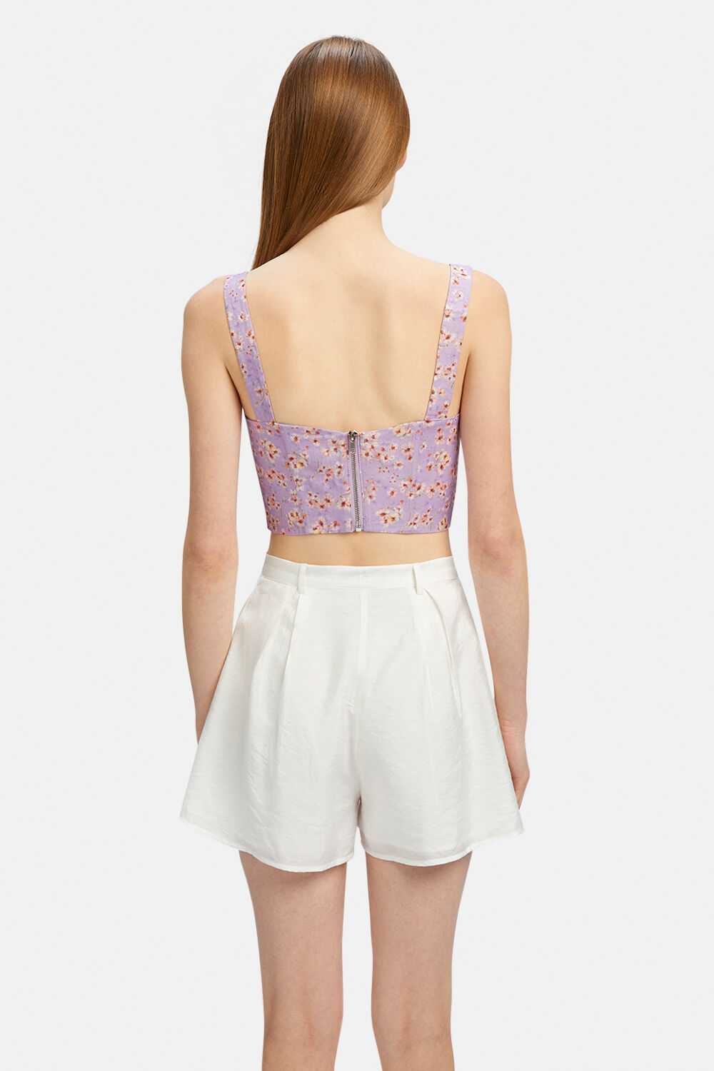 LANI FLORAL BUSTIER in colour FAIR ORCHID