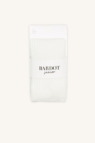 COTTON RIBBED TIGHTS in colour WHITE ALYSSUM