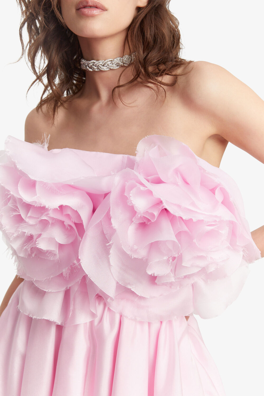FLEURETTE FLOWER MINI DRESS in colour BEETROOT PURPLE
