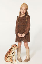 CICELY SHIRRED DRESS in colour TOBACCO BROWN