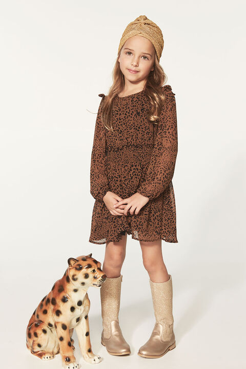 CICELY SHIRRED DRESS in colour TOBACCO BROWN