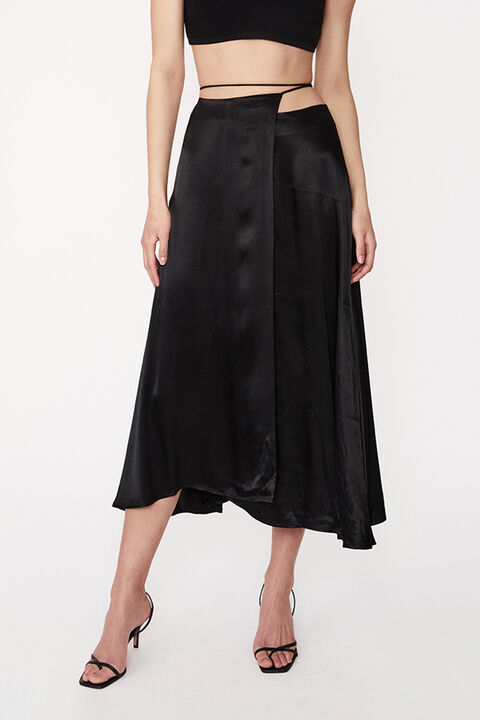 SERENDIPITY WRAP SKIRT in colour CAVIAR