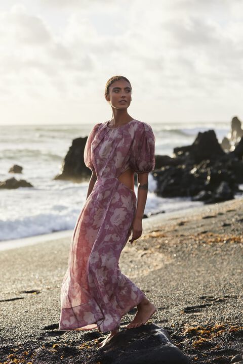 FONTANA PRINTED MIDI DRESS in colour MELLOW ROSE
