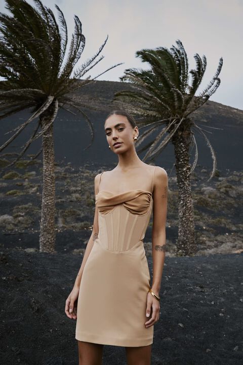 MARTINI MINI DRESS in colour TAN