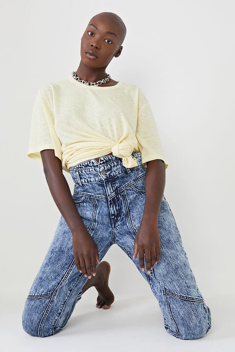OVERSIZED LINEN BLEND TEE in colour TRANSPARENT YELLOW