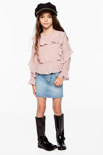 ABBIE RUFFLE BLOUSE in colour GRAY LILAC