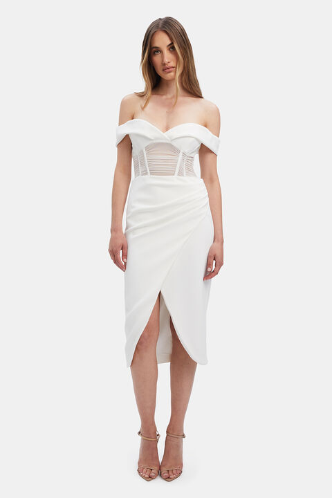 NOVACANE MIDI DRESS in colour BRIGHT WHITE