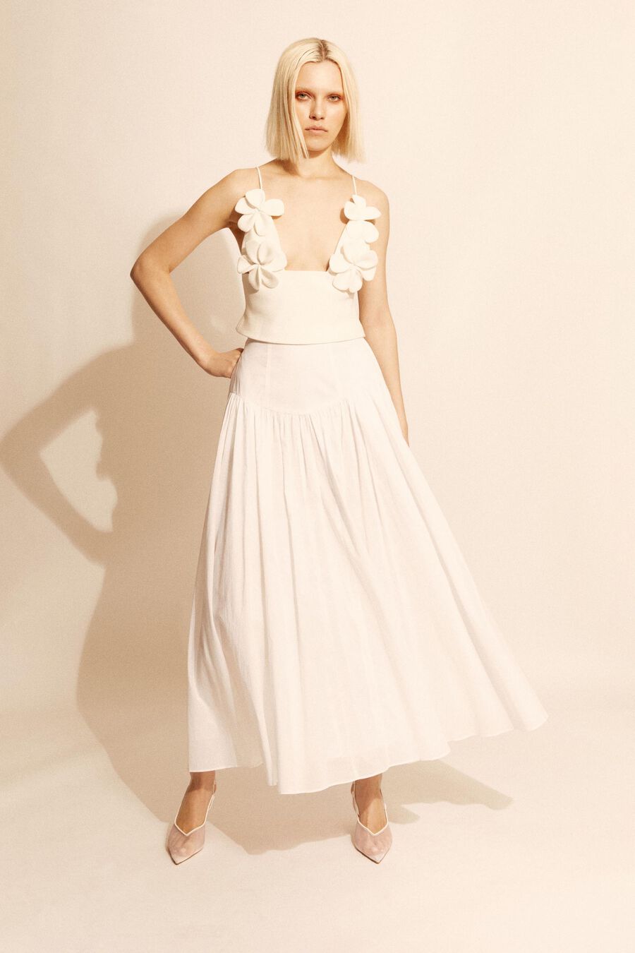 AMORETTE COTTON MAXI SKIRT in colour ORCHIDWHT
