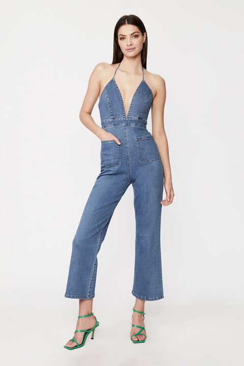 LINA DENIM JUMPSUIT in colour MIDNIGHT NAVY
