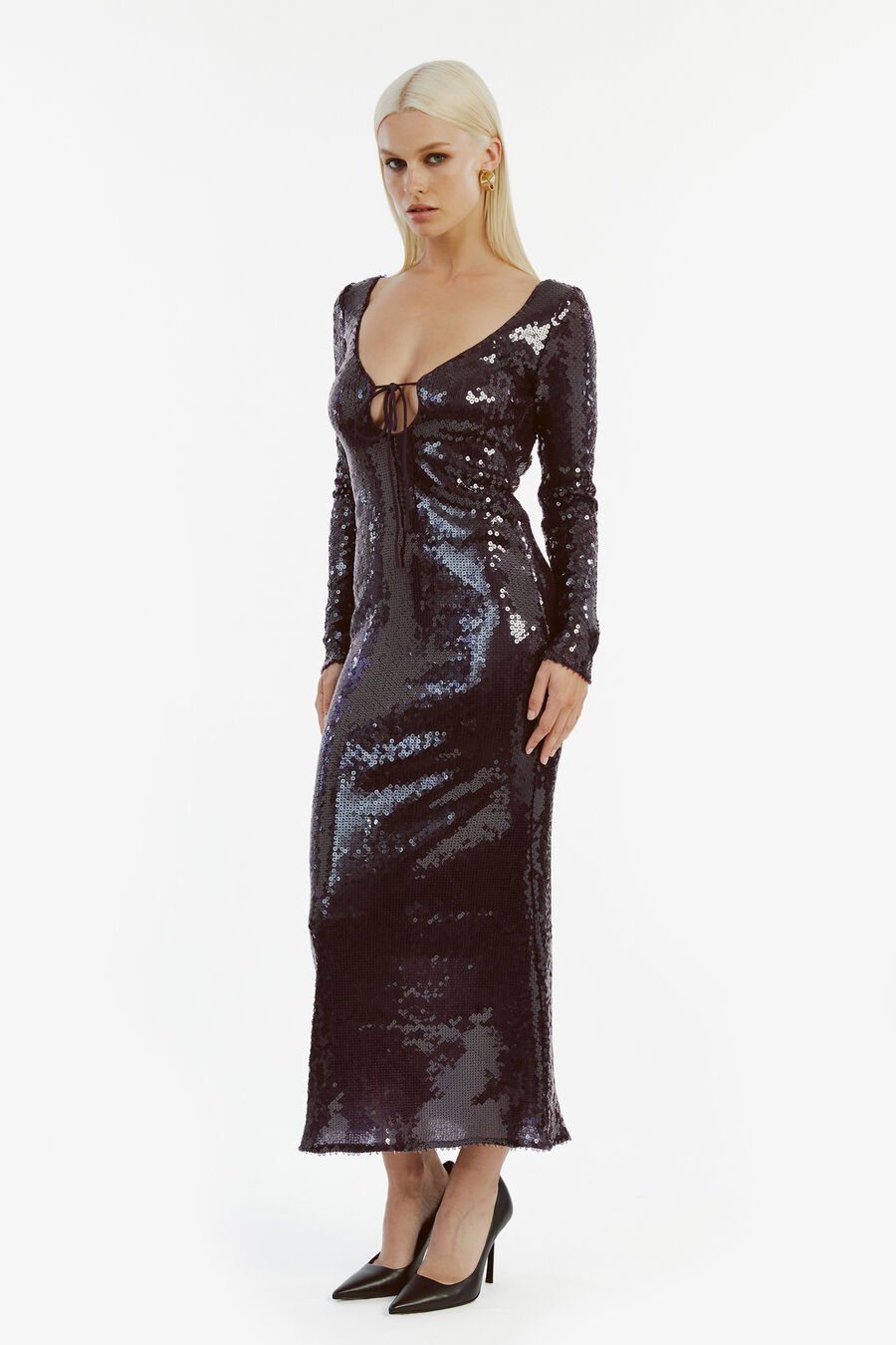 VERONA SEQUIN MAXI DRESS in colour PURPLE