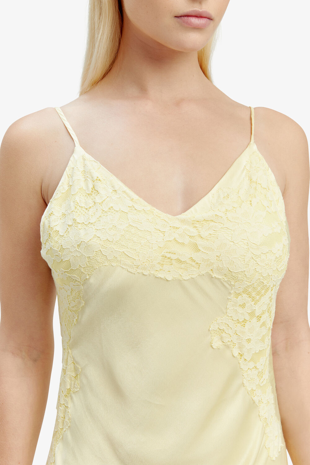 AVOCO LACE DETAIL MIDI DRESS in colour LIMELIGHT